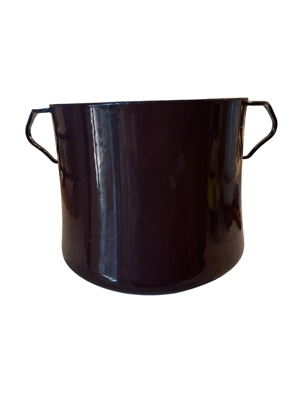 Vintage Japanese Kobe Cookware Enamel Dark Brown Cooking Pot, no lid